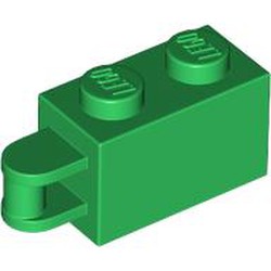 LEGO part 34816 Brick Special 1 x 2 with Vertical Closed Handle on Edge in Dark Green/ Green