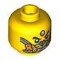 Minifig Head Erlang Shen, Gold Jewel on Forehead, Stern / Gold, Silver, Orange Face Mask