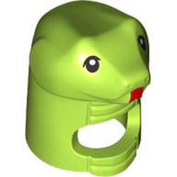 LEGO part 7051pr0001 Costume / Mask Snake with Black Eyes, Red Tongue print in Bright Yellowish Green/ Lime