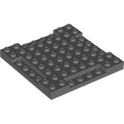 LEGO part 2628 PLATE 8X8X2/3, W/ 4 CUT OUT, NO. 1 in Dark Stone Grey / Dark Bluish Gray