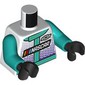 Torso Race Jacket, Black and White 'NASCAR', Dark Turquoise Trim, Dark Purple Dots print, Dark Turquoise Arms, Black Hands