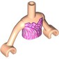 Minidoll Torso with Dress, Bright Pink Ruffles, Dark Purple Trim, Silver/Dark Pink Streaks print, Light Nougat Arms and Hands