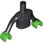 Minidoll Torso with Silver/Gold Decorations print, Black Arms, Bright Green Hands