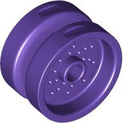 LEGO part 66727 Wheel 18 x 12 with Pin Hole and Stud in Medium Lilac/ Dark Purple