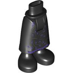 LEGO part 59794c01pr0015 Minidoll Hips and Skirt with Ankles with Silver/Dark Purple Decorations print in Black