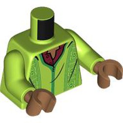 LEGO part 973c18h23pr0001 Torso, Lime Arms, Medium Nougat Hands with print in Bright Yellowish Green/ Lime