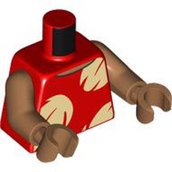 LEGO part 973c23h23pr0003 Torso, Medium Nougat Arms and Hands with print in Bright Red/ Red