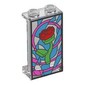 Panel 1 x 2 x 3 with Glass Stained Window, Red Rose print