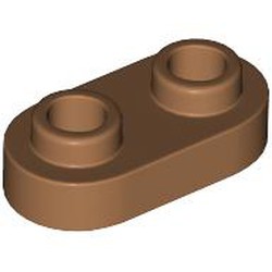 LEGO part 35480 Plate Special 1 x 2 Rounded with 2 Open Studs in Medium Nougat