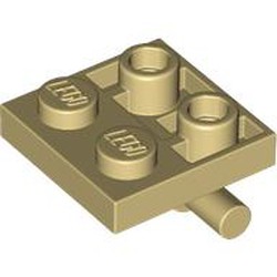 LEGO part 5066 PLATE 2X2 W/ HOR. 3.2 SHAFT in Brick Yellow/ Tan