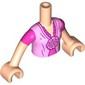 Minidoll Torso with Bright Pink Dress, Flower, Dark Pink Underdress, Trim print, Light Nougat Arms and Hands
