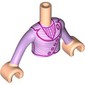 Minidoll Torso with Lavender Dress, Buttons, White Collar print, Light Nougat Hands