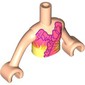 Minidoll Torso with Dress, Ruffles, Dark Purple Trim, Yellow/White Sun-Shaped Streaks print, Light Nougat Arms and Hands