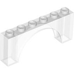 LEGO part 15254 Brick Arch 1 x 6 x 2 - Thin Top without Reinforced Underside [New Version] in Transparent/ Trans-Clear