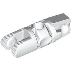 LEGO part 54662 Hinge Cylinder 1 x 3 Locking with 1 Finger and 2 Fingers On Ends, with Hole, 7 Teeth in White