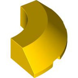 LEGO part 5649 Brick Round Corner 4 x 4 x 1 with Bottom Cut Outs [No Studs Flat Top][1/4 Arch] in Bright Yellow/ Yellow