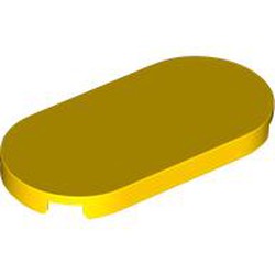 LEGO part 66857 TILE 2X4, CIRCLE, NO. 1 in Bright Yellow/ Yellow