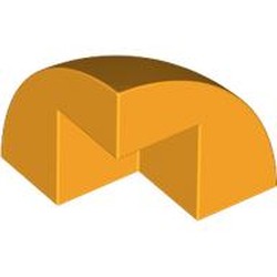 LEGO part 5906 Brick Round Corner, Curved 2 x 2 x 1 2/3 Quarter Dome with 1 Cutout in Flame Yellowish Orange/ Bright Light Orange