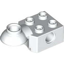 LEGO part 48170 Technic Brick Special 2 x 2 with Pin Hole, Rotation Joint Ball Half [Horizontal Top] in White