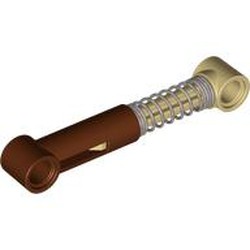 LEGO part 89954c02 Technic Shock Absorber 6.5L with Hard Spring, Tight Coils at End, Tan Rod [Complete Assembly] in Reddish Brown