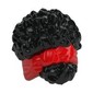 Hair Coiled, Tied Up with Ribbon, Red Pattern