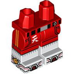 LEGO part 970c22pat27pr0001 Hips with Red Legs and White Boots Pattern with print in Bright Red/ Red