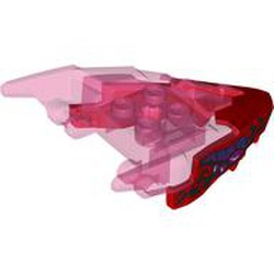 LEGO part 82276pat0003pr0001 Creature Body Part, Dragon Head with Trans-Dark Pink Horns Pattern and Magenta Eyes, Dark Purple Scales, Black Markings print in Bright Red/ Red