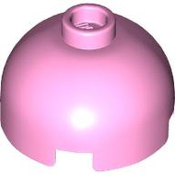 LEGO part 3262 Brick Round 2 x 2 Dome Top - Vented Stud with Bottom Axle Holder x Shape + Orientation in Light Purple/ Bright Pink