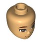 Minidoll Head, Dark Red Eyebrows, Brown Eyes, Lopsided Smile