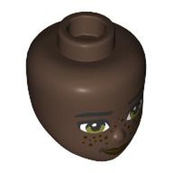 LEGO part 92198pr0051 Minidoll Head with print in Umber Brown