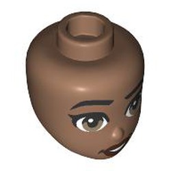 LEGO part 92198pr0058 Minidoll Head with print in Medium Brown