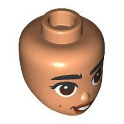 LEGO part 92198pr0062 Minidoll Head with print in Nougat