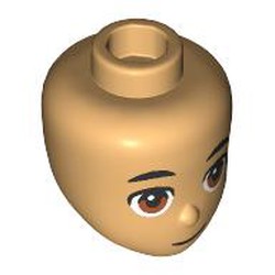 LEGO part 92198pr0052 Minidoll Head with print in Warm Tan