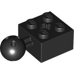 LEGO part 57909b Technic Brick Modified 2 x 2 with Ball and Axle Hole, with 6 Holes in Ball in Black