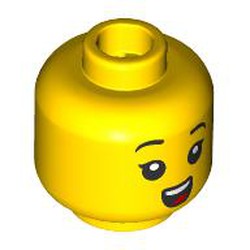 LEGO part 28621pr9766 Minifig Head with print in Bright Yellow/ Yellow