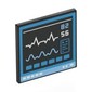 Road Sign Clip-on 2 x 2 Square with Medical Monitor, Graphs, Dark Azure Border print