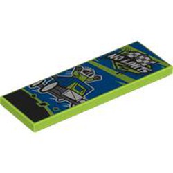 LEGO part 69729pr0042 Tile 2 x 6 with print in Bright Yellowish Green/ Lime