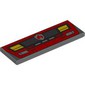 Tile 2 x 6 with Fire Truck Front Bumper, Headlights, Red Flame on Shield, Radiator print