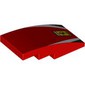 Slope Curved 4 x 2 No Studs with Ferrari Logo, White/Black Stripes print