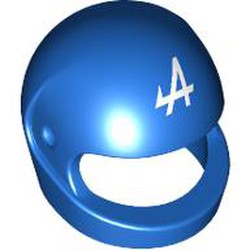 LEGO part 2446pr0059 Helmet, Standard with print in Bright Blue/ Blue