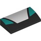 Slope Brick Curved 2 x 4 x 2/3 No Studs with White Trapezoid, Dark Turquoise Triangles print