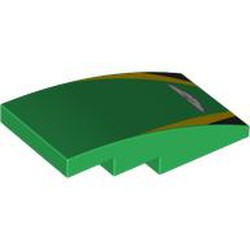 LEGO part 93606pr0021 Slope Curved 4 x 2 No Studs in Dark Green/ Green