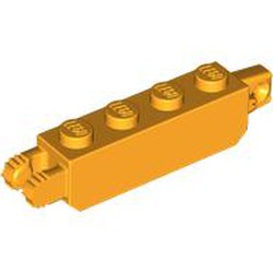 LEGO part 54661 Hinge Brick 1 x 4 Locking with 1 Finger Vertical End and 2 Fingers Vertical End with 7 Teeth in Flame Yellowish Orange/ Bright Light Orange