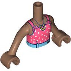 LEGO part 92456c16pr0009 Minidoll Torso Girl with Medium Brown Arms and Hands with print in Medium Brown