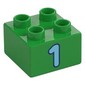 Duplo Brick 2 x 2 with Medium Azure '1' Print