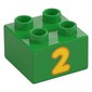 Duplo Brick 2 x 2 with Yellow '2' Print