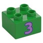Duplo Brick 2 x 2 with Lavender '3' Print