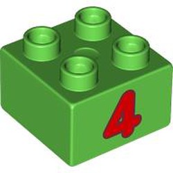 LEGO part 3437pr0204 Duplo Brick 2 x 2 with print in Bright Green