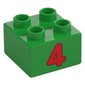 Duplo Brick 2 x 2 with Red '4' Print