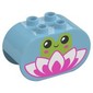 Duplo Brick 2 x 4 x 2 Rounded Ends with Frog and Lilly Flower Print